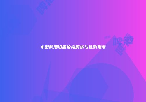 小型啤酒设备价格解析与选购指南