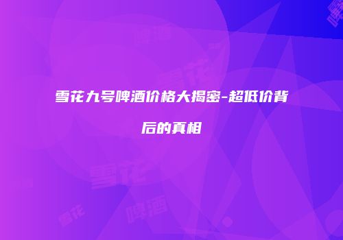 雪花九号啤酒价格大揭密-超低价背后的真相