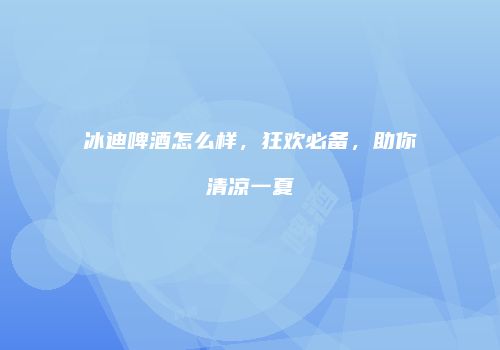 冰迪啤酒怎么样，狂欢必备，助你清凉一夏