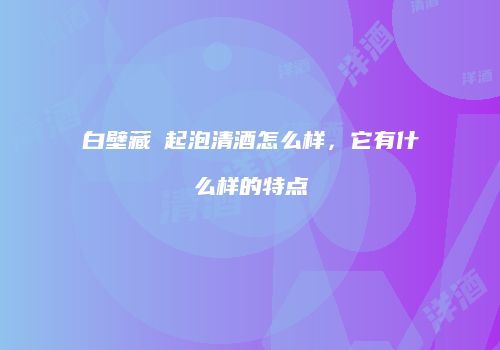 白壁藏澪起泡清酒怎么样，它有什么样的特点