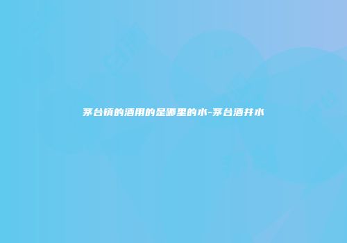 茅台镇的酒用的是哪里的水-茅台酒井水