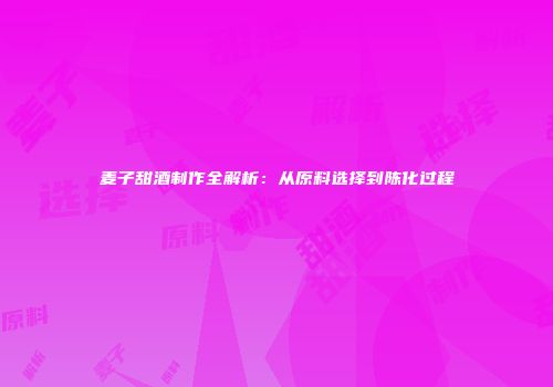 麦子甜酒制作全解析：从原料选择到陈化过程