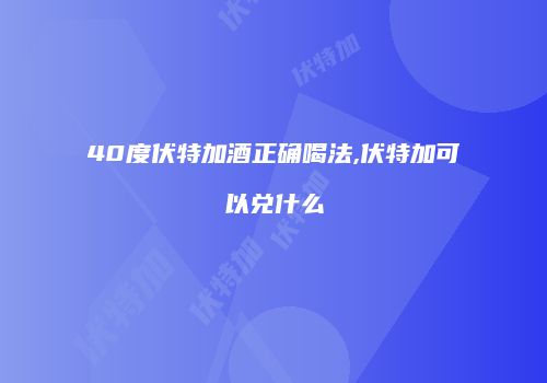40度伏特加酒正确喝法,伏特加可以兑什么