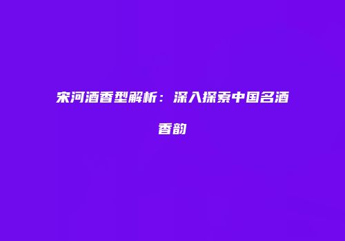 宋河酒香型解析：深入探索中国名酒香韵