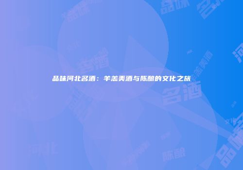 品味河北名酒：羊羔美酒与陈酿的文化之旅