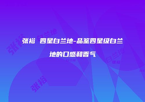 张裕 四星白兰地-品鉴四星级白兰地的口感和香气