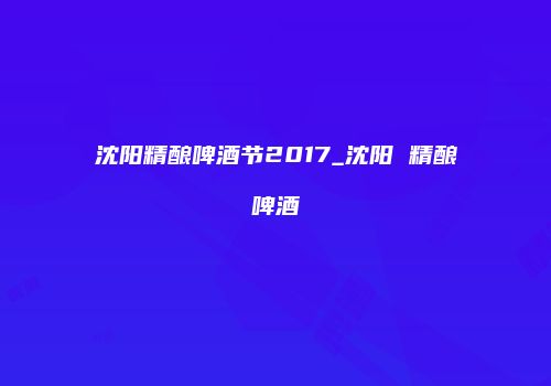 沈阳精酿啤酒节2017_沈阳 精酿啤酒
