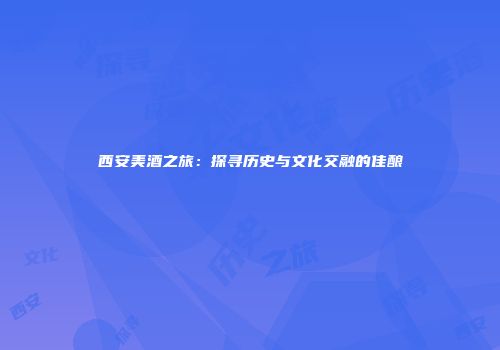 西安美酒之旅：探寻历史与文化交融的佳酿
