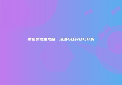 葡萄酿酒全攻略：泡酒与压榨技巧详解