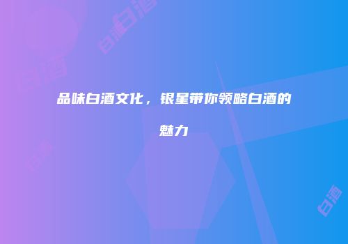 品味白酒文化，银星带你领略白酒的魅力