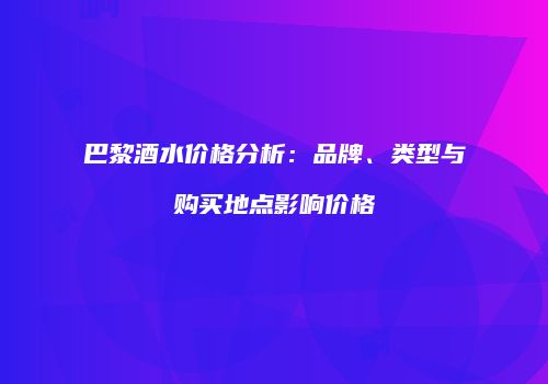 巴黎酒水价格分析：品牌、类型与购买地点影响价格