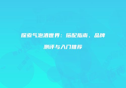探索气泡酒世界：搭配指南、品牌测评与入门推荐