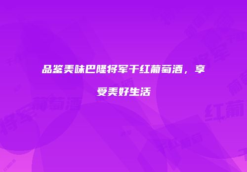 品鉴美味巴隆将军干红葡萄酒，享受美好生活