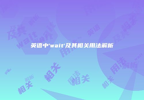 英语中'wait'及其相关用法解析