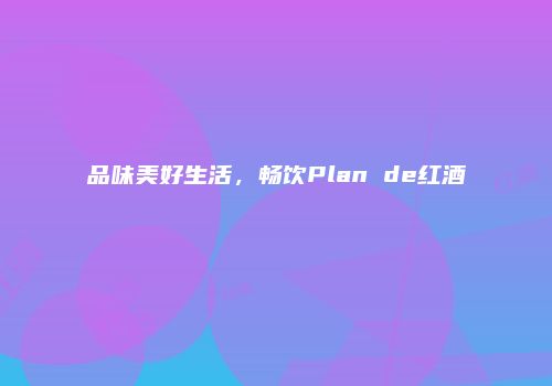 品味美好生活，畅饮Plan de红酒
