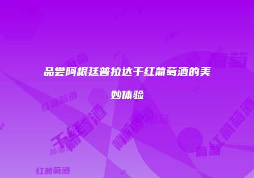 品尝阿根廷普拉达干红葡萄酒的美妙体验
