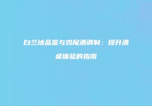 白兰地品鉴与鸡尾酒调制：提升酒桌体验的指南