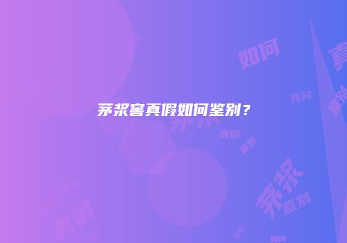 茅浆窖真假如何鉴别？
