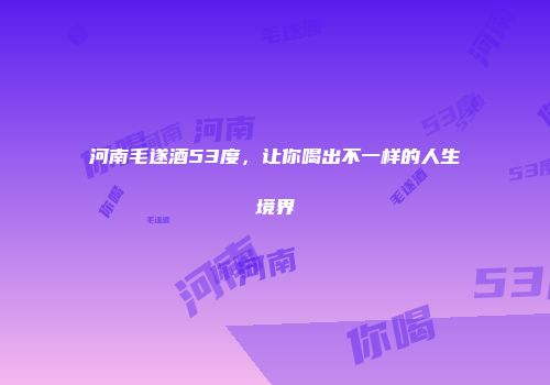 河南毛遂酒53度，让你喝出不一样的人生境界