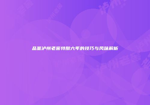 品鉴泸州老窖特酿六年的技巧与风味解析
