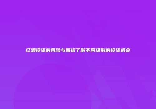 红酒投资的风险与回报了解不同级别的投资机会