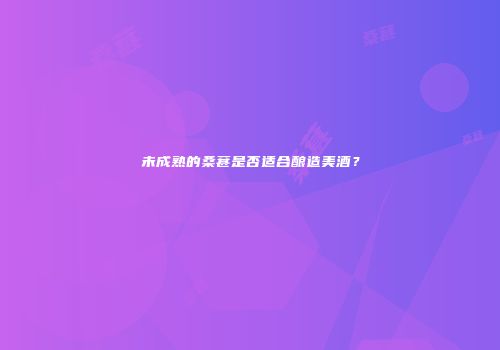 未成熟的桑葚是否适合酿造美酒？