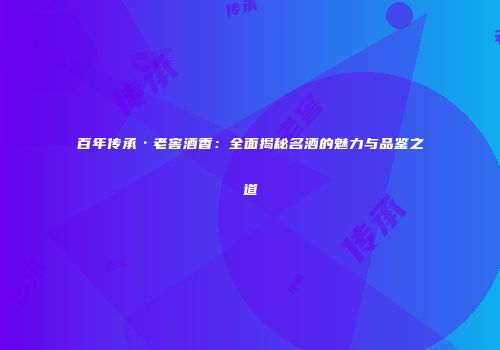 百年传承·老窖酒香：全面揭秘名酒的魅力与品鉴之道