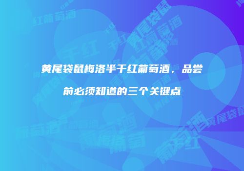 黄尾袋鼠梅洛半干红葡萄酒，品尝前必须知道的三个关键点