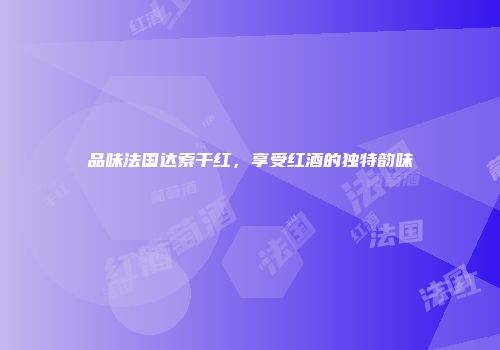 品味法国达索干红，享受红酒的独特韵味