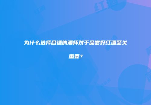 为什么选择合适的酒杯对于品尝好红酒至关重要？