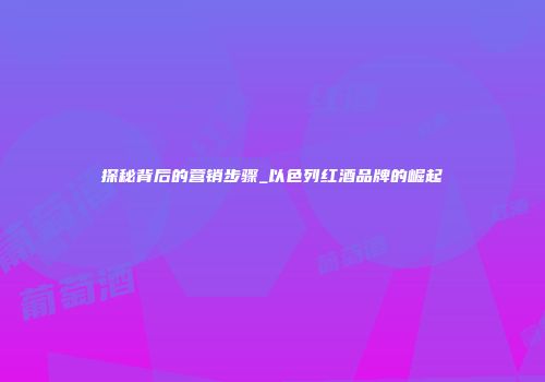探秘背后的营销步骤_以色列红酒品牌的崛起