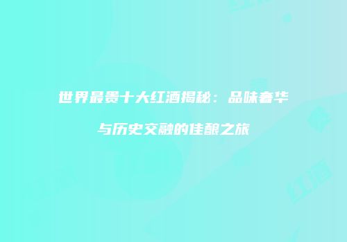 世界最贵十大红酒揭秘：品味奢华与历史交融的佳酿之旅