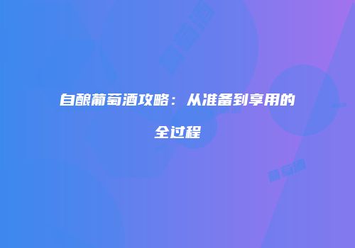 自酿葡萄酒攻略：从准备到享用的全过程