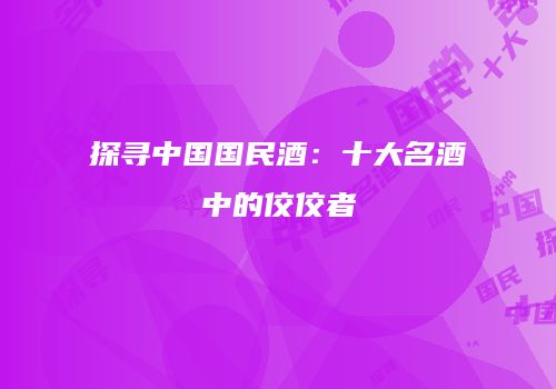 探寻中国国民酒：十大名酒中的佼佼者