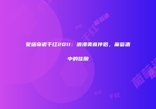 蒙塔奇诺干红2011：浪漫美食伴侣，葡萄酒中的佳酿