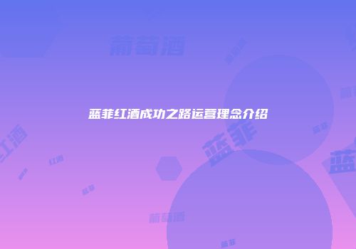 蓝菲红酒成功之路运营理念介绍