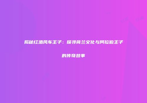 揭秘红酒风车王子：探寻荷兰文化与阿拉伯王子的传奇故事