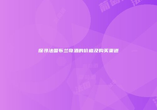 探寻法国布兰奇酒的价格及购买渠道