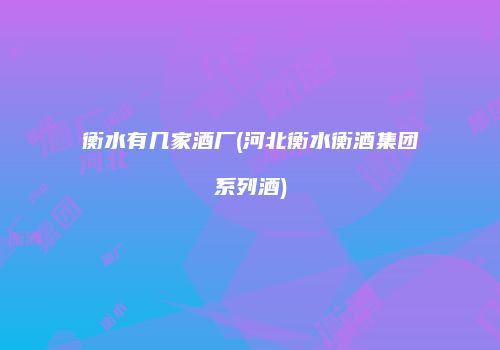 衡水有几家酒厂(河北衡水衡酒集团系列酒)