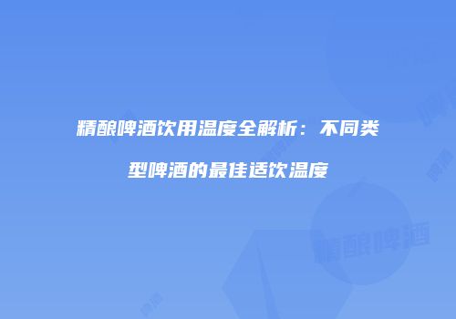 精酿啤酒饮用温度全解析：不同类型啤酒的最佳适饮温度