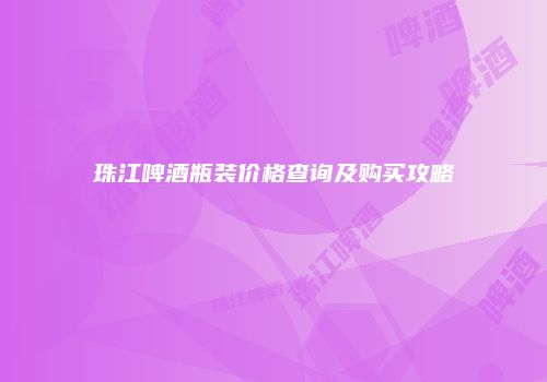 珠江啤酒瓶装价格查询及购买攻略