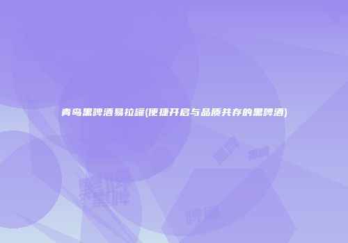 青岛黑啤酒易拉罐(便捷开启与品质共存的黑啤酒)