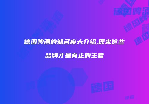 德国啤酒的知名度大介绍,原来这些品牌才是真正的王者