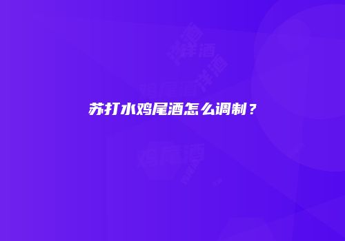 苏打水鸡尾酒怎么调制？