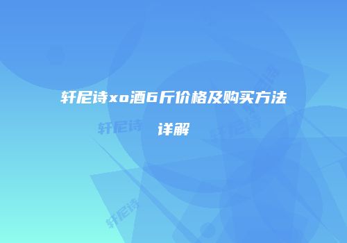 轩尼诗xo酒6斤价格及购买方法详解