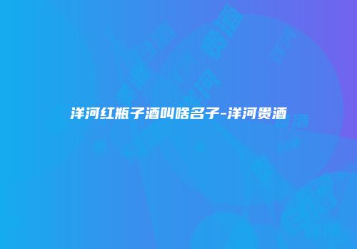 洋河红瓶子酒叫啥名子-洋河贵酒