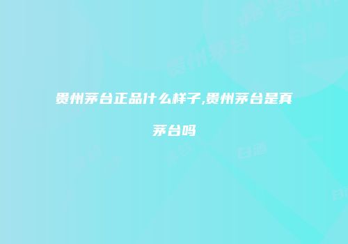 贵州茅台正品什么样子,贵州茅台是真茅台吗