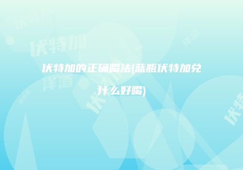 伏特加的正确喝法(蓝瓶伏特加兑什么好喝)