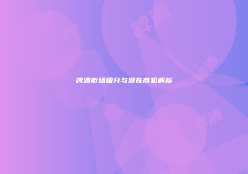 啤酒市场细分与潜在商机解析