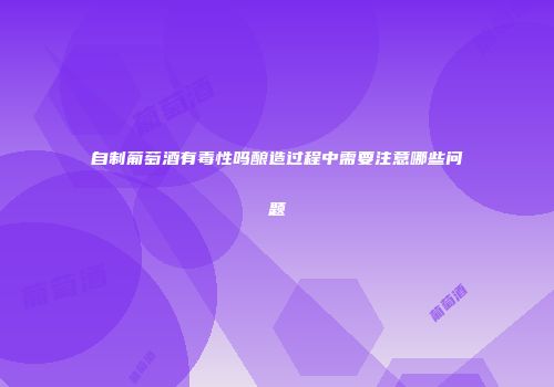自制葡萄酒有毒性吗酿造过程中需要注意哪些问题